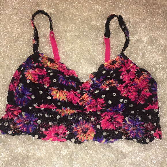 PINK Victoria's Secret Other - PINK Bralette Neon Flowers White Polka Dots